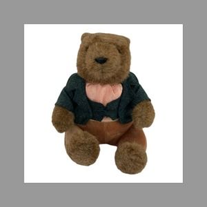 Applause Brown Stuffed Bear in Overcoat  9 inch Collectible Plush Toy